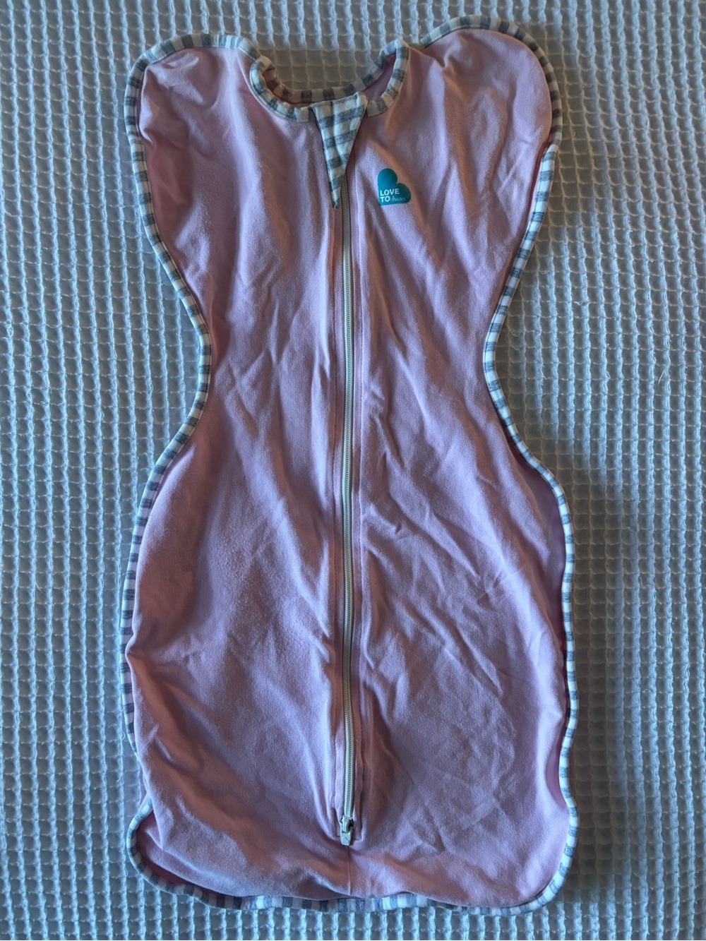 Love to Dream Pink Swaddle Sleep Sack with Plaid Trim
